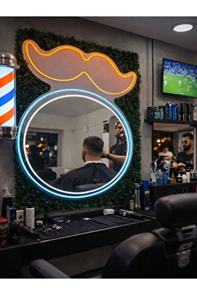 DHELEKTROMARKET Neon Bıyık Desenli Pleksi Ayna 90x70