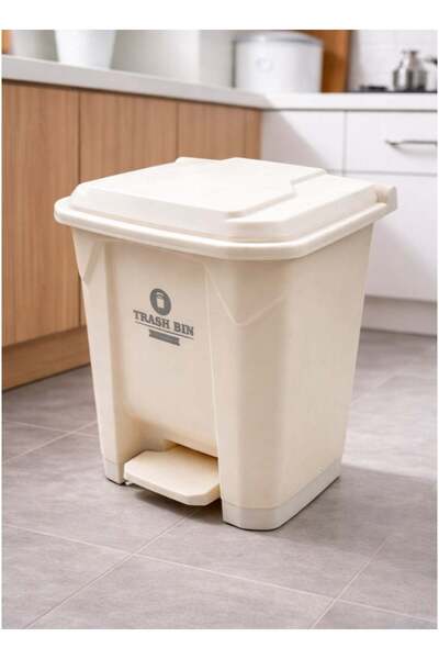 SUPPLIER 20L Plastic Pedal Trash Bin with Lid, Durable Waste Basket for Kitch...