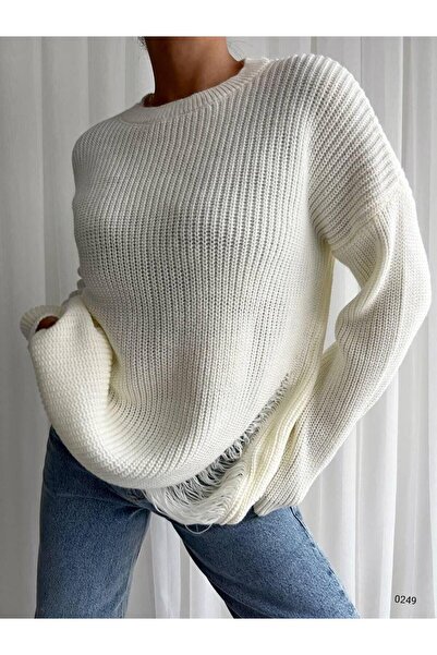 Modafeminen Knitwear Sweater Tr0249 White