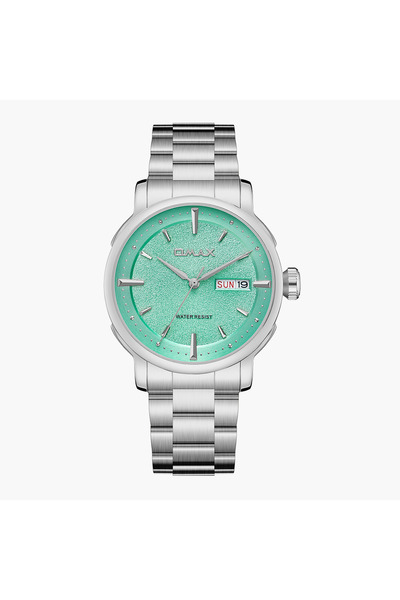 Omax ساعة رجالية من الفولاذ المقاوم للصدأ باللون الفضي