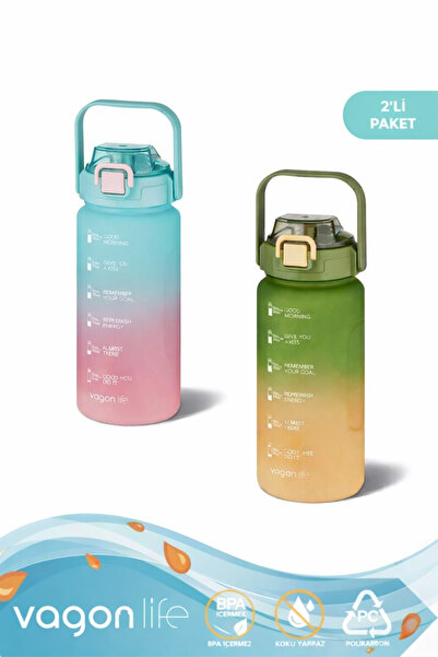 Vagonlife 2’li Set 1500ml Yenilenen Renkler Pipetli/Pipetsiz Kullanım Kulplu ...