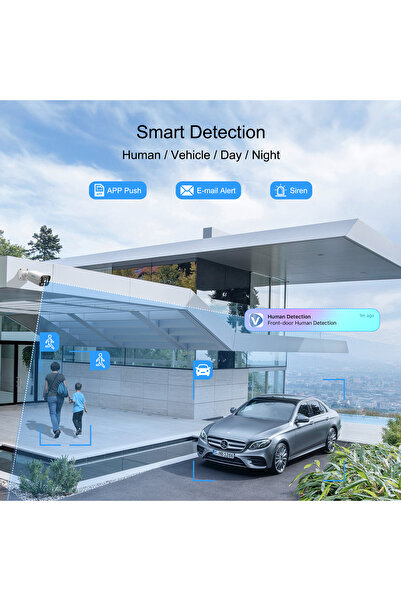 SV3C Cameră de supraveghere pentru interior/exterior Smart Detection, Smart Tracking cu detecție inteligentă a mișcării, Rezolutie Full HD IR/color Night, IP66 Waterproof