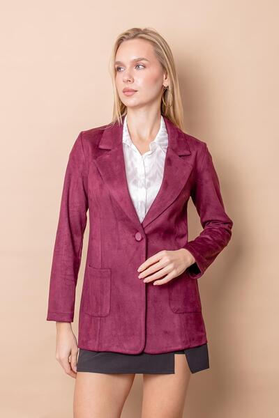 Jument Γυναικείο ελαφρύ ελαστικό ύφασμα σουέτ υφασμάτινο μπλέιζερ με λεπτομέρ...