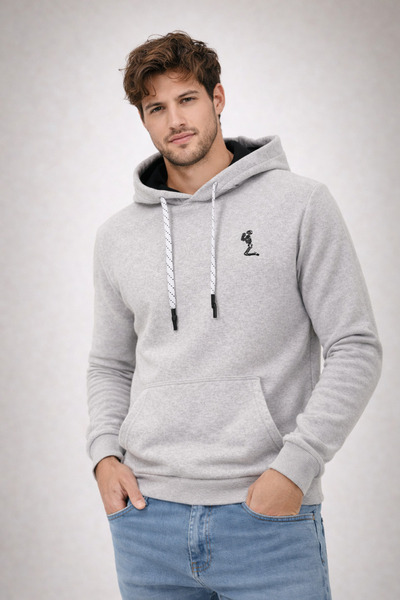 Polo State Hanorac gri pentru bărbați, cu cu glugă fire, cu cu căptușeală din...