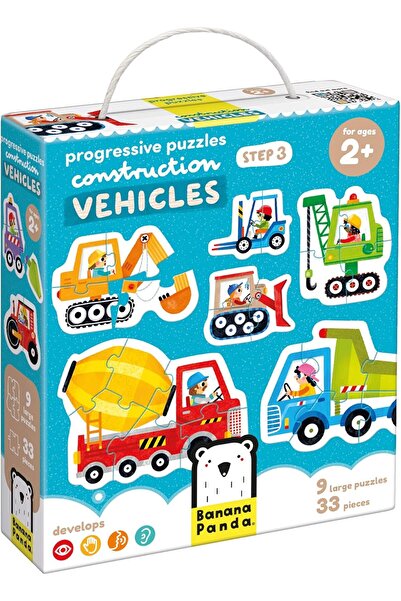 Banana Panda ألغاز متدرجة مع مركبات بناء للأطفال