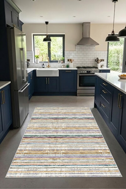 CENTER AVM Renkli Halı Leke Tutmaz Mutfak Halısı Makinede Yıkanabilir Kaymaz ...