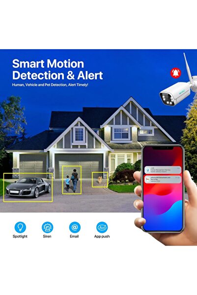 SV3C Cameră IP WiFi SV 3 C 4K pentru exterior, camere de securitate Bullet cu fir de 8 MP, cu reflector și vizibilitate nocturnă color