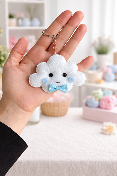 SefDen Lazer Kesim Atölyesi El Yapımı Keçe Bulut Anahtarlık – Sevimli Figürlü...