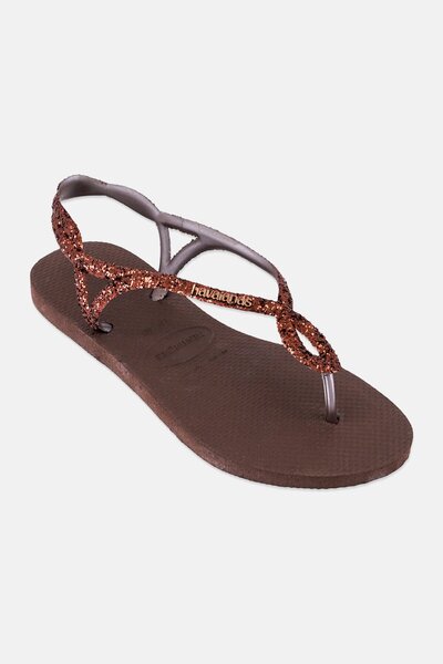 Havaianas شباشب نسائية من طراز 2 مزينة بالترتر، لون بني داكن