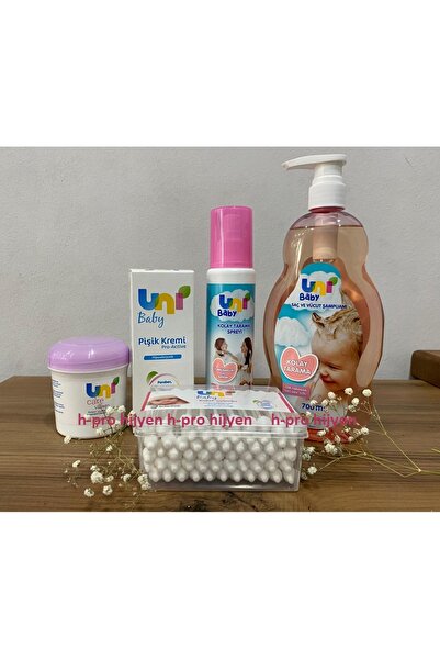 Uni Baby 5'Lİ BEBEK BAKIM SETİ, ŞAMPUAN, SAÇ SPREYİ, KULAK ÇUBUĞU, PİŞİK KREM...