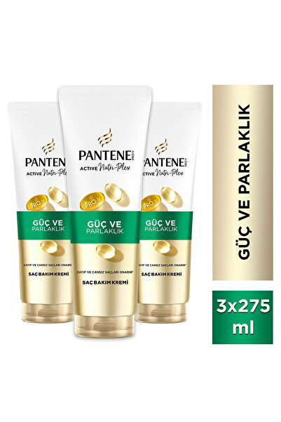 Pantene Güç & Parlaklık Saç Kremi 275ml Zayıf ve Mat Saçlar için x 3 Adet"