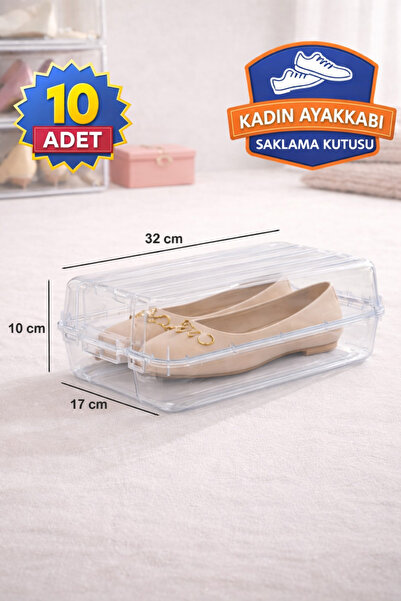 Evalins 10’lu Büyük Boy Kadın Ayakkabı Kutusu, Steril Ayakkabı Saklama Organi...