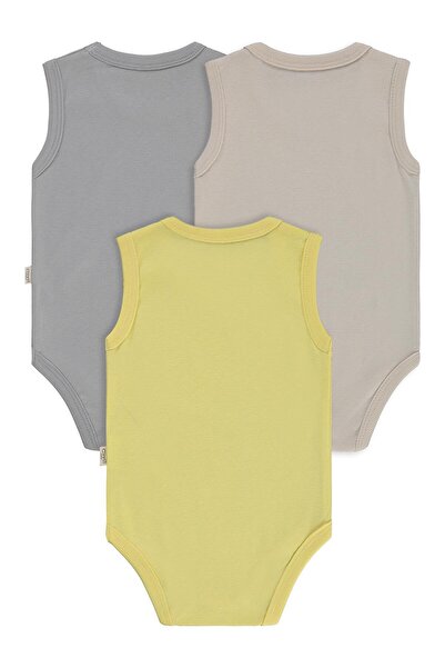 Civil Baby Basıc 3 Lü 0-36 Ay Çıtçıtlı Badi - Bej 3-4 Yaş