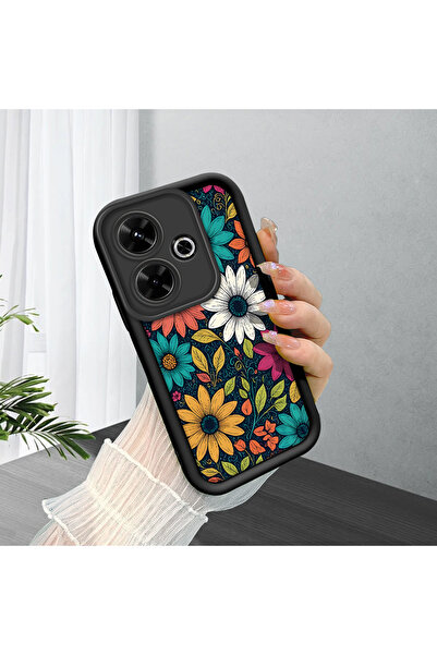 Hontinga حافظة هاتف من السيليكون الناعم الرقيق بنمط أسود متوافق مع Poco M6 4G