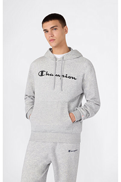 Champion Script Shop Hooded Sweatshirt Gri Erkek Sweatshirt - 221917-EM021