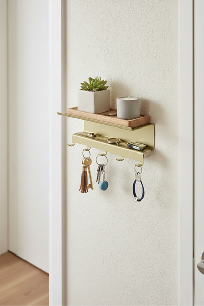 Grandmix Metal Anahtarlık Askısı ve Çok Amaçlı Duvar Rafı Antre Askılık