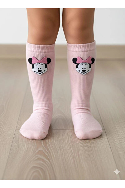 BİGÜMEX Girls' Mickey Knee-High Socks 3-Piece Set 1/5 Years Old