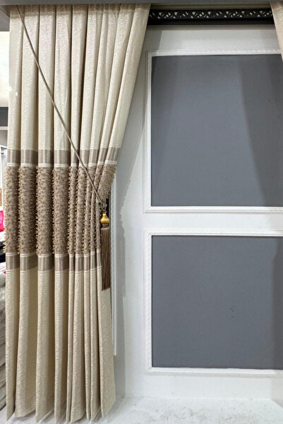 Ta-Ha Perde ve Halı TEK KANAT KREM RENK SIK PİLE PANO FON PERDE, 1-3 SIK PİLE...