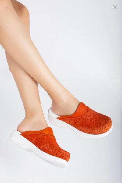 Biocomfort Women's Genuine Leather Orange Orthopedic Slippers for Nurses, Doc...