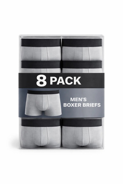MATERIAL Men's Comfort Basic Cotton Gray 8-Piece Boxer