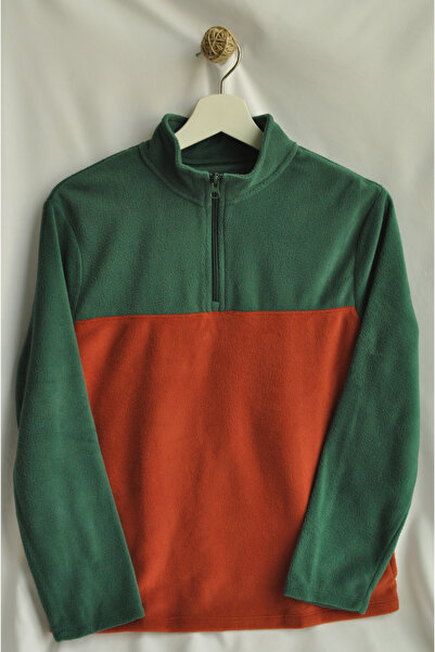 Cat & Jack Colorblock Fleece Pullover – Green & Orange
