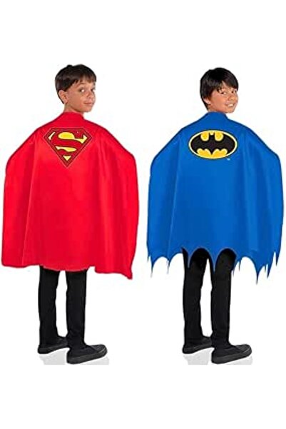 AMSCAN عباءات سوبرمان وباتمان للأطفال - طقم من قطعتين، بلاستيك، أزرق
