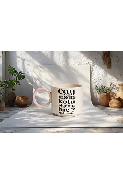 ValoriaHome Yazılı Porselen Kupa – Çay Veren İnsan Kötü Olur Mu Hiç? Kahve ve...