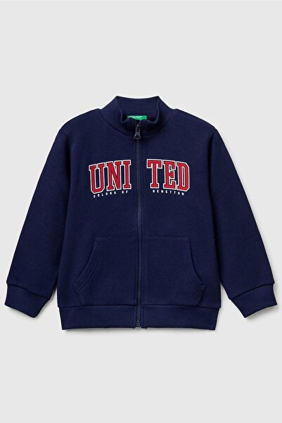 Benetton cu glugă Cardigan pentru băiețel bleumarin 1-6 ani