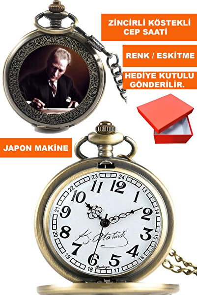 COBRA Kemal Ataturk Visual and Signed Silver Color Chain Fob Pocket Watch Acs-B2