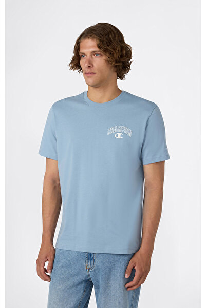 Champion State Of Play Crewneck T-Shirt Mavi Erkek Tişört - 221782-BS202