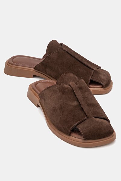 PASSAGE SHOES Women's Genuine Leather Daily Slippers 6336 Brown Suede