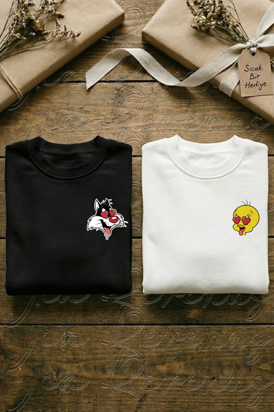 Vordevia Tweety and Sylvester Printed Unisex Oversized Crew Neck Sweatshirt D...