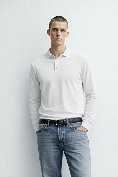 MATERIAL Men's Comfortable Loose White Polo Collar Knit Sweater