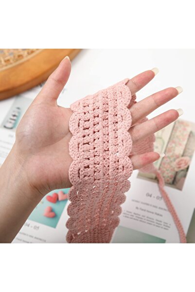 burjalmodah ربطة شعر كروشيه وردية يدوية الصنع | بندانة رأس بنقشة صدفية.