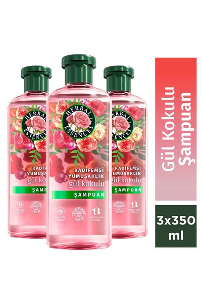 Herbal Essences Kadifemsi Yumuşaklık Gül Kokulu Şampuan 350ml x3