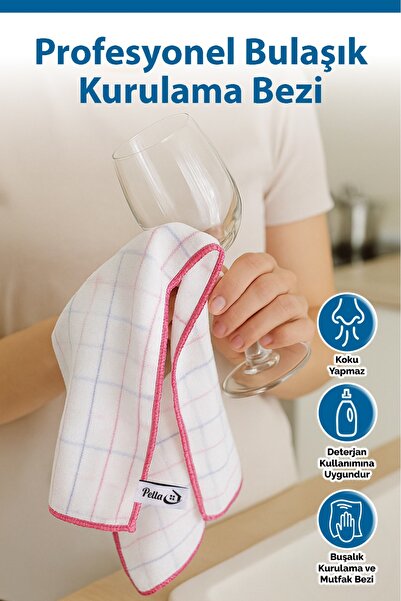 pella (3 adet) Bulaşık Kurulama Bezi (Mikrofiber) 40x60 cm