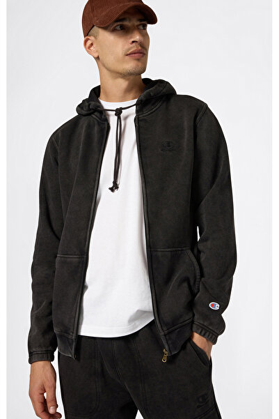 Champion Icons Wash Full Zip Hoodie Sweatshirt Siyah Erkek Sweatshirt - 221758-KK001