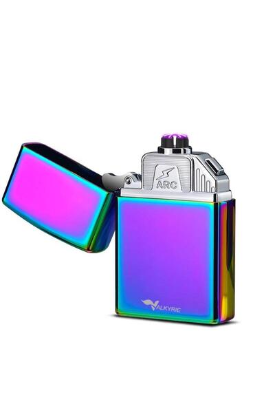 valkyrie USB Şarjlı Elektronik Çakmak | 4 Elektrotlu X Tip Mor Arc | Rüzgar G...
