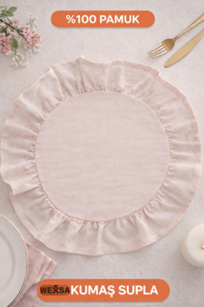 WEXSA Fırfırlı Supla Amerikan Servis %100 Pamuk Naturel Dokuma Kumaş Rufle Vi...