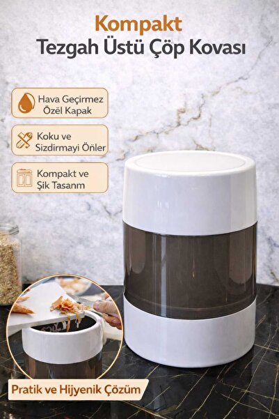 Ceritoğlu KAPAKLI EV VE OFİS ÇÖP KOVASI-MODERN VE ŞIK TASARIM-3L