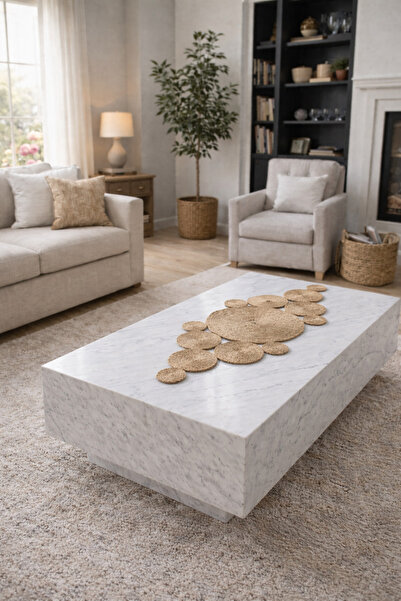 ALYA Doğal Jüt Hasır Runner ,El Yapımı Jüt Sehpa Örtüsü,80x30cm