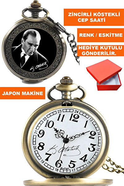 COBRA Kemal Ataturk Visual and Signed Silver Color Chain Fob Pocket Watch Acs-B4