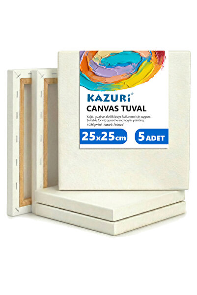 kazuri 25x25 cm Tuval 5 ADET - Kare 5li Tuval Set