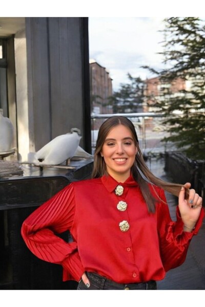 MAXORA SHOP Camasa din satin cu accesorii aurii