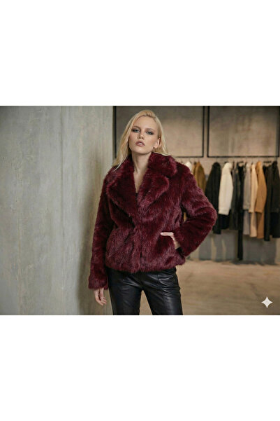 ribana Women's shawl collar premium faux fur coat with snap closure and lined...