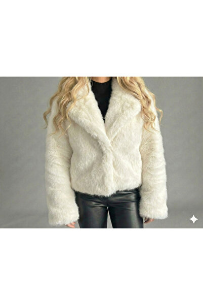 ribana Women's shawl collar premium faux fur coat with snap closure and lined...