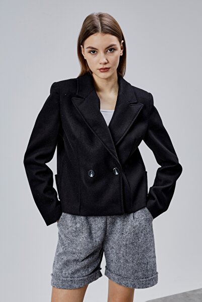 Bolivente Black Regular Fit Premium Short Cashmere Jacket