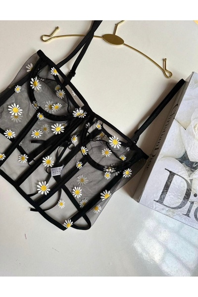 Dantelya Homewears PAPATYALI TÜL KORSE