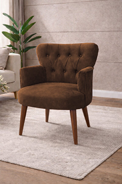 WATERYBROOK Modern Babyface Kumaş Berjer Koltuk – Ahşap Ceviz Ayaklı | KAHVER...