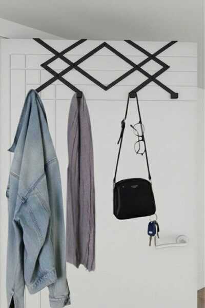 Grandmix Geometrik Metal Kapı Arkası Askılık Pratik Elbise ve Çanta Askısı 45 cm
